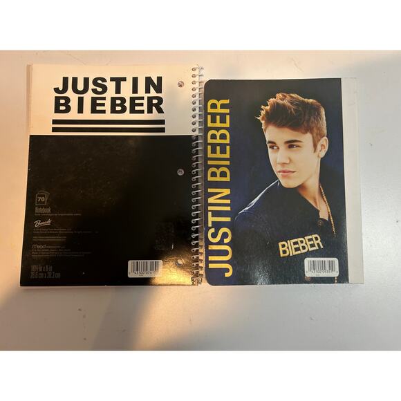 Vntg Young Justin Bieber Composition Spiral Notebook 2011 Lot Of 2 No Writing! - Picture 1 of 4